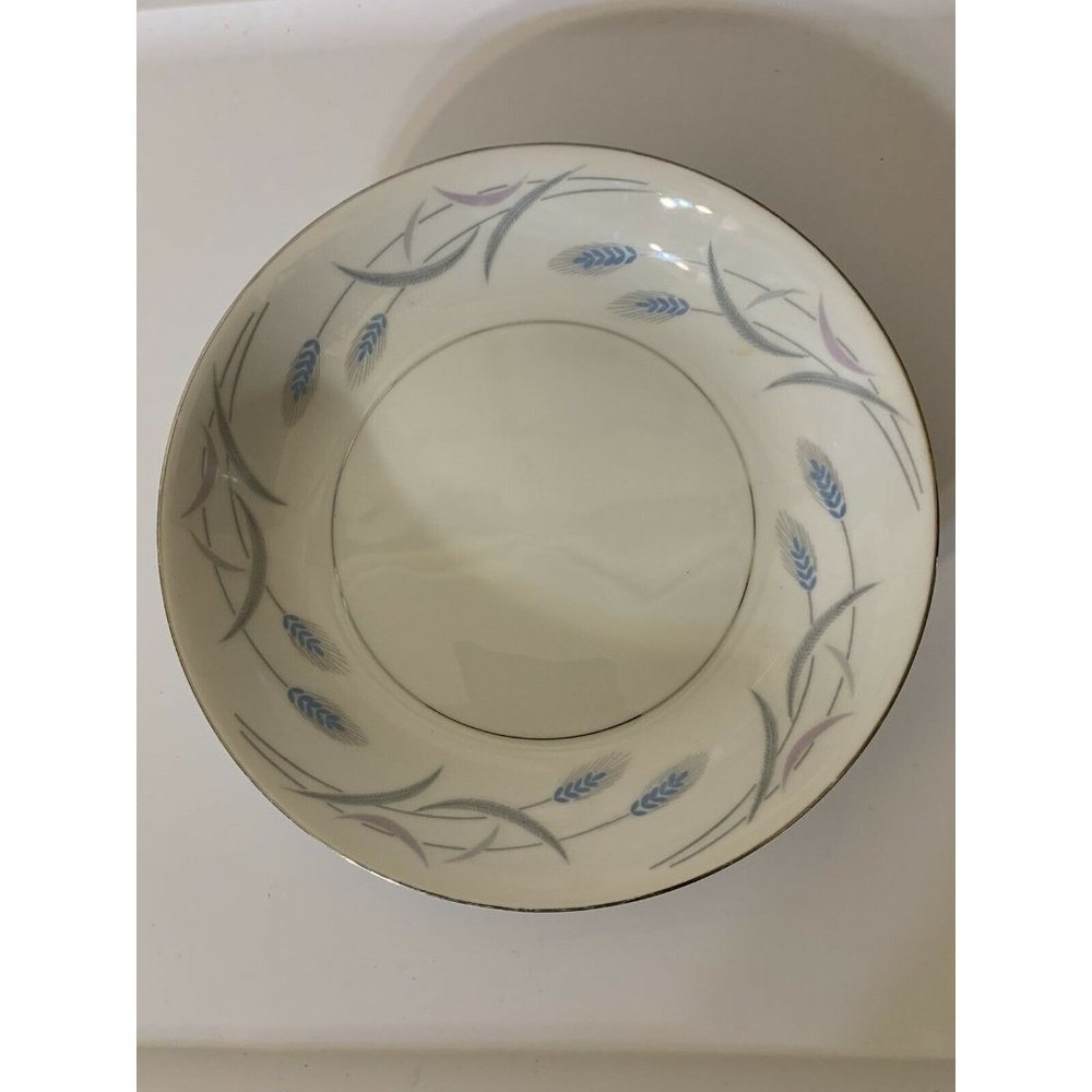Vtg Valmont China Royal Wheat Platinum Trim Soup Salad‎ Bowl